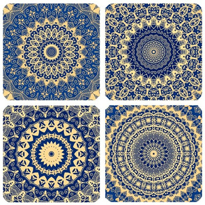 Blue Gold Mandala Granny Squares Larger 