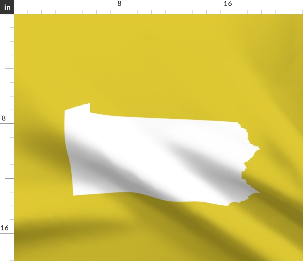 Pennsylvania silhouette,  18x21 panel, white on yellow