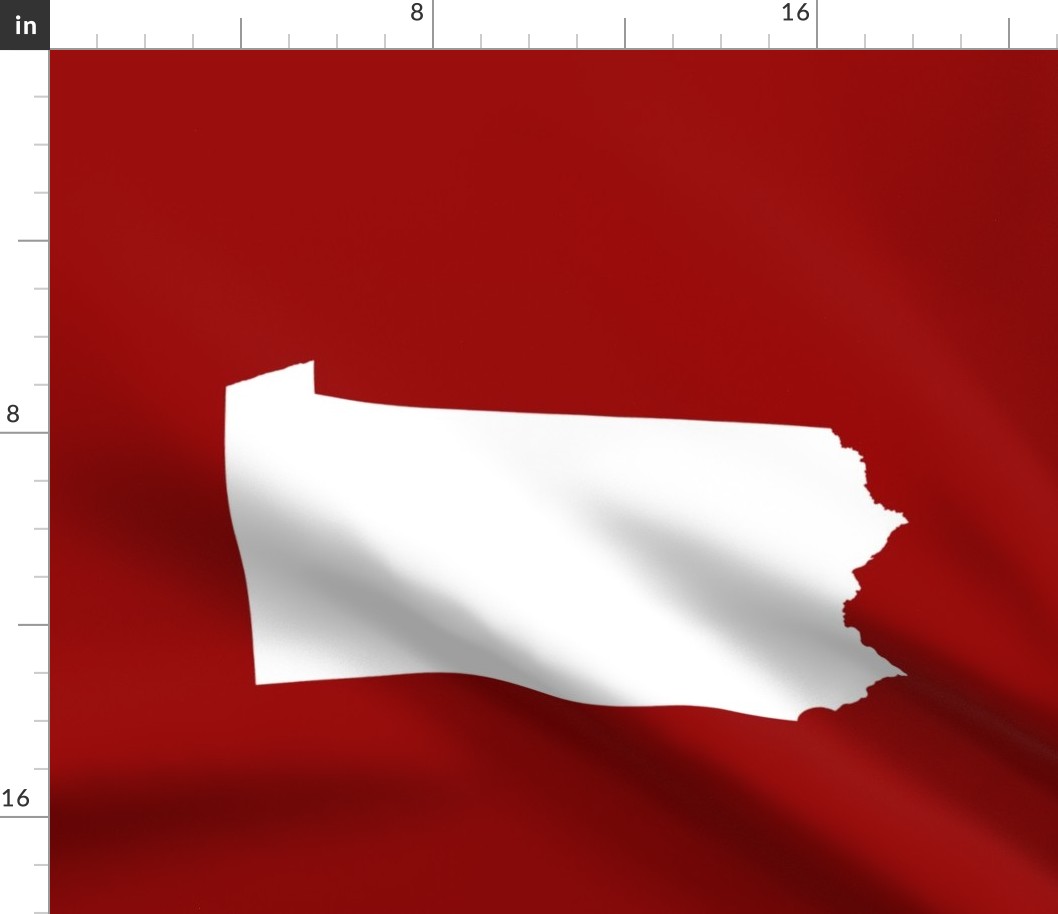 Pennsylvania silhouette,  18x21 panel, white on football red