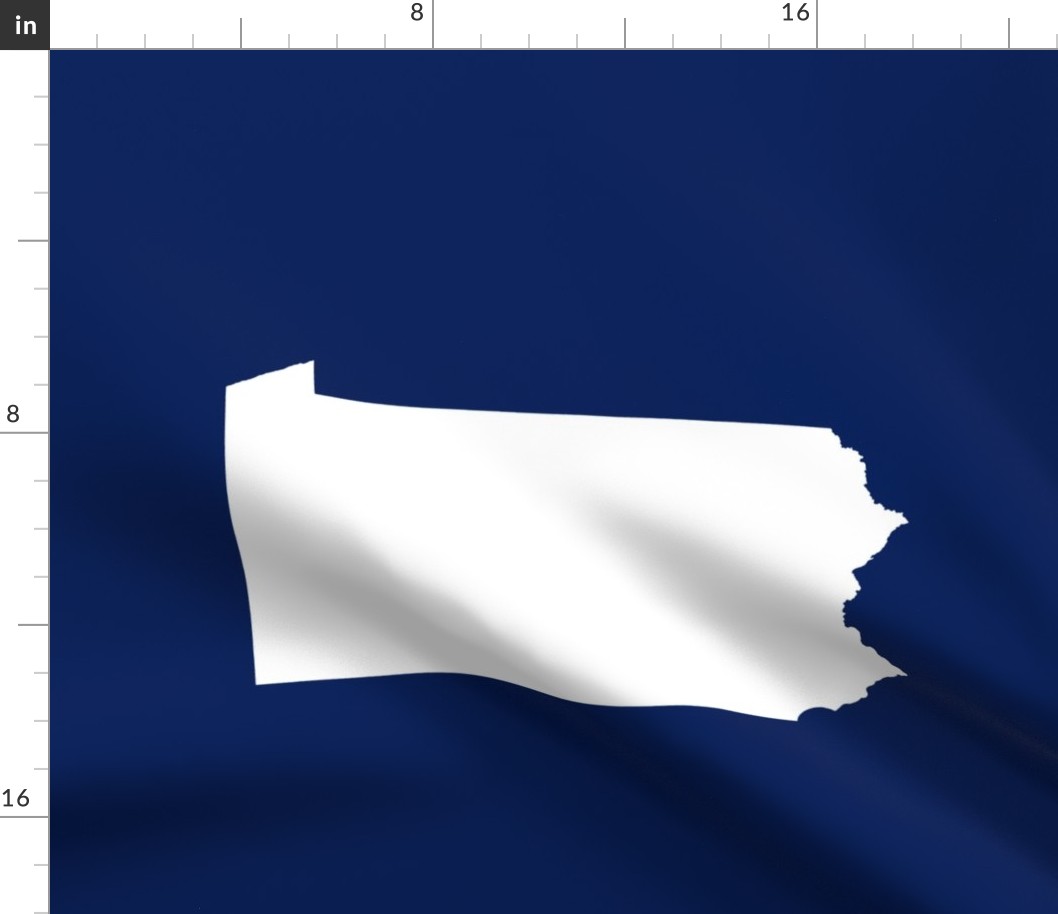Pennsylvania silhouette,  18x21 panel, white on football blue