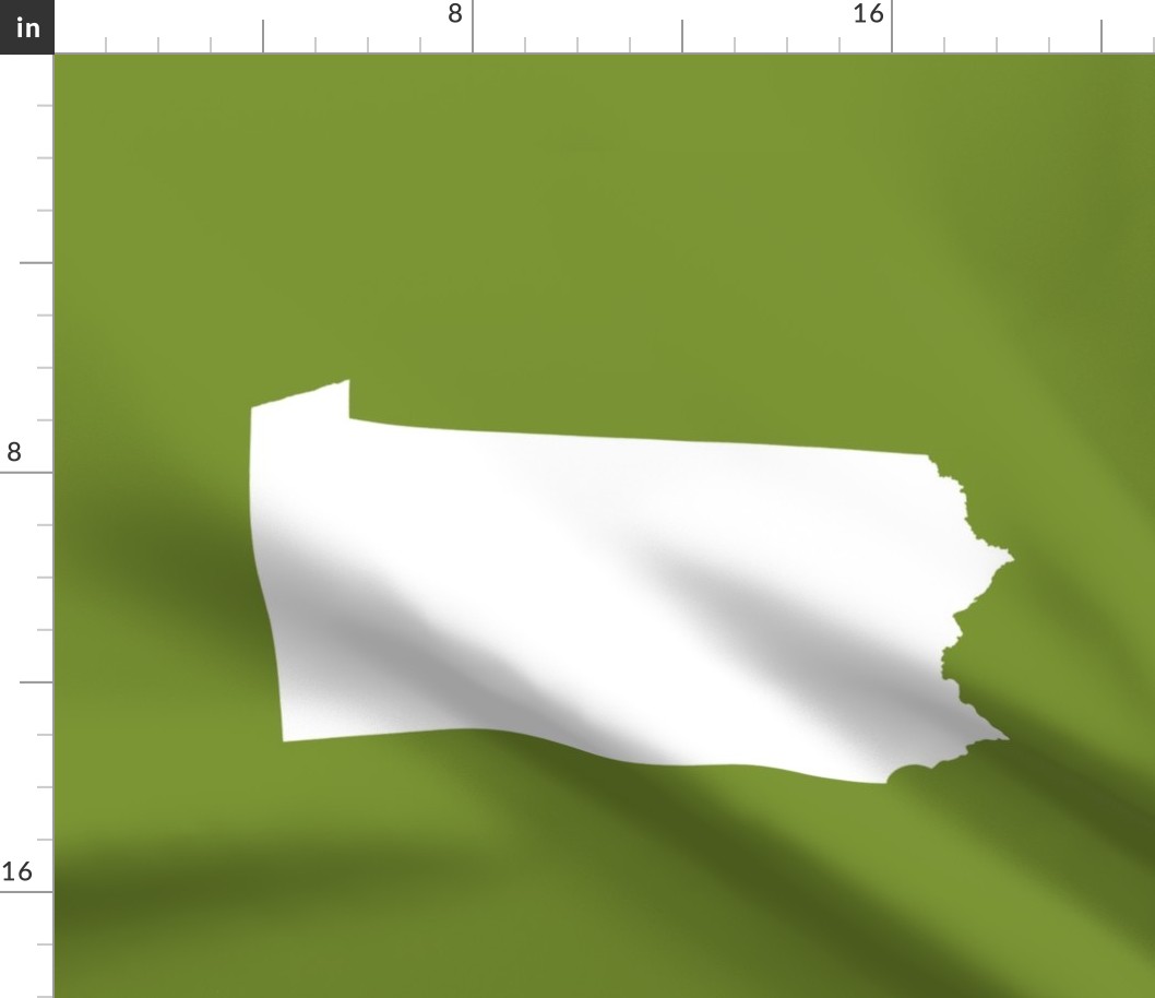 Pennsylvania silhouette,  18x21 panel, white on moss green