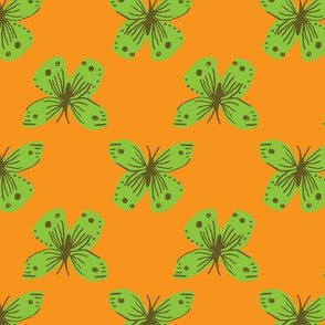 green butterflies on orange by rysunki_malunki