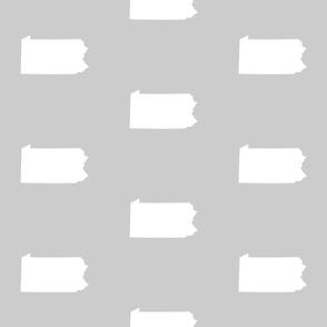 Pennsylvania silhouette,  6" square, white on silver grey