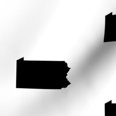 Pennsylvania silhouette,  6" square, black and white