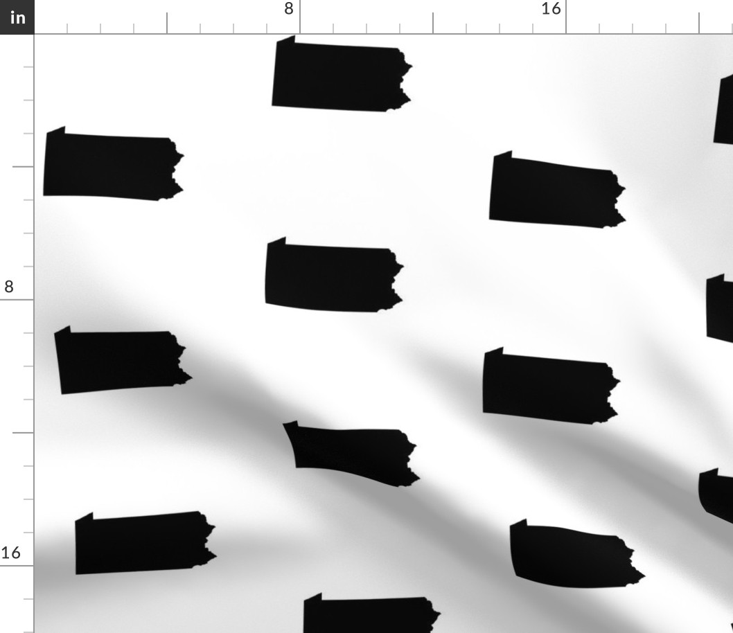 Pennsylvania silhouette,  6" square, black and white