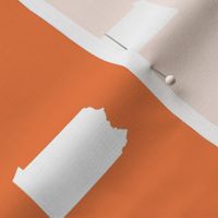 Pennsylvania silhouette,  3" square, white on orange