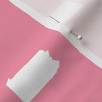 Pennsylvania silhouette,  3" square, white on pink