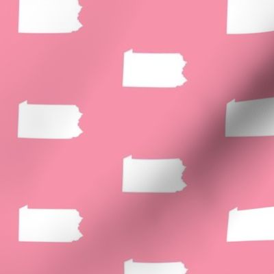 Pennsylvania silhouette,  3" square, white on pink