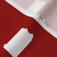 Pennsylvania silhouette,  3" square, white on football crimson red