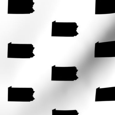 Pennsylvania silhouette,  3" square, black and white