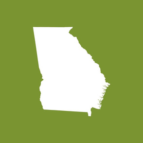 Georgia silhouette in 18" square - white on moss green