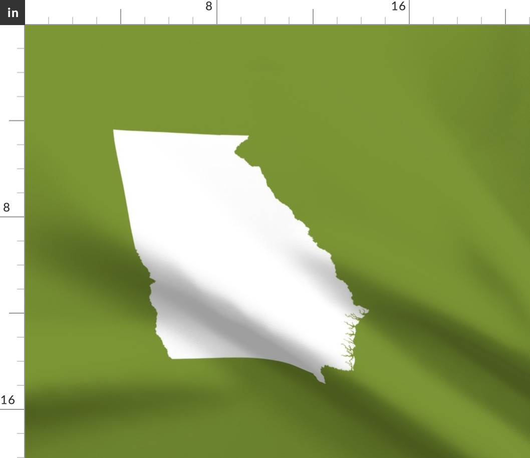 Georgia silhouette in 18" square - white on moss green