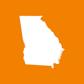 Georgia silhouette in 18" square - white on sunkissed orange