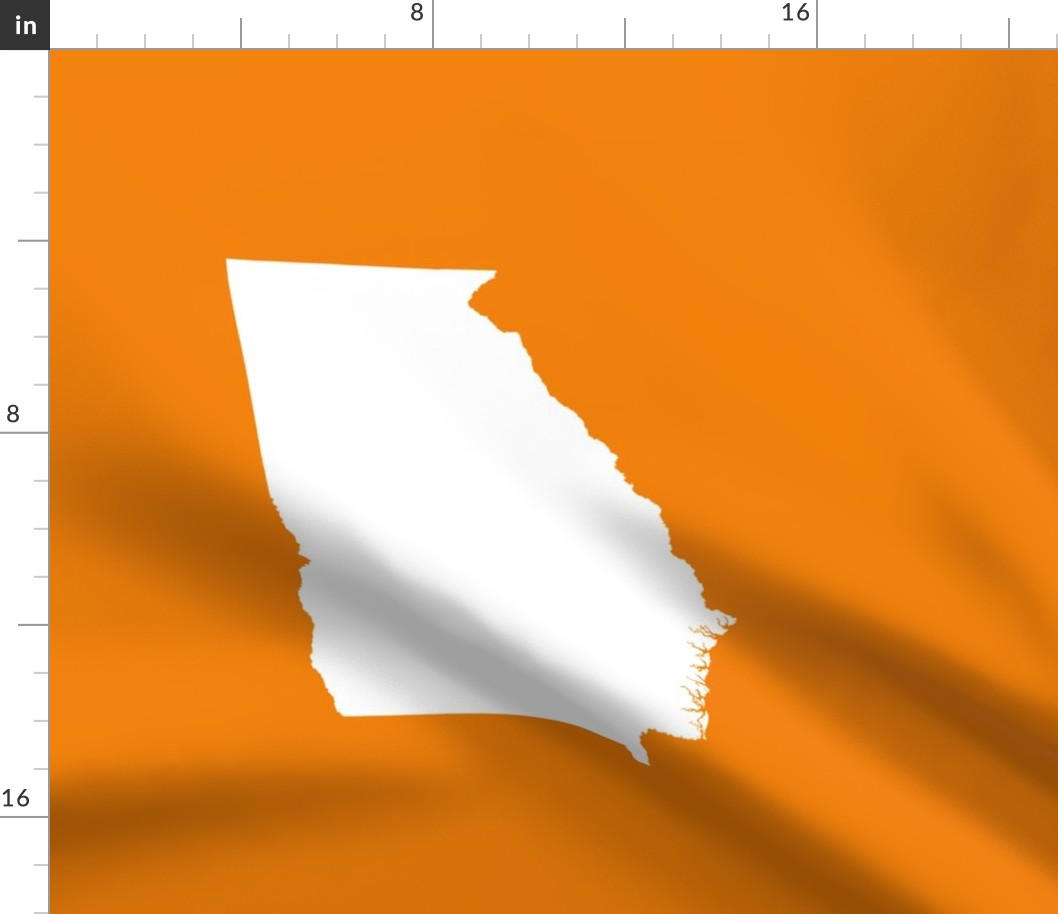 Georgia silhouette in 18" square - white on sunkissed orange