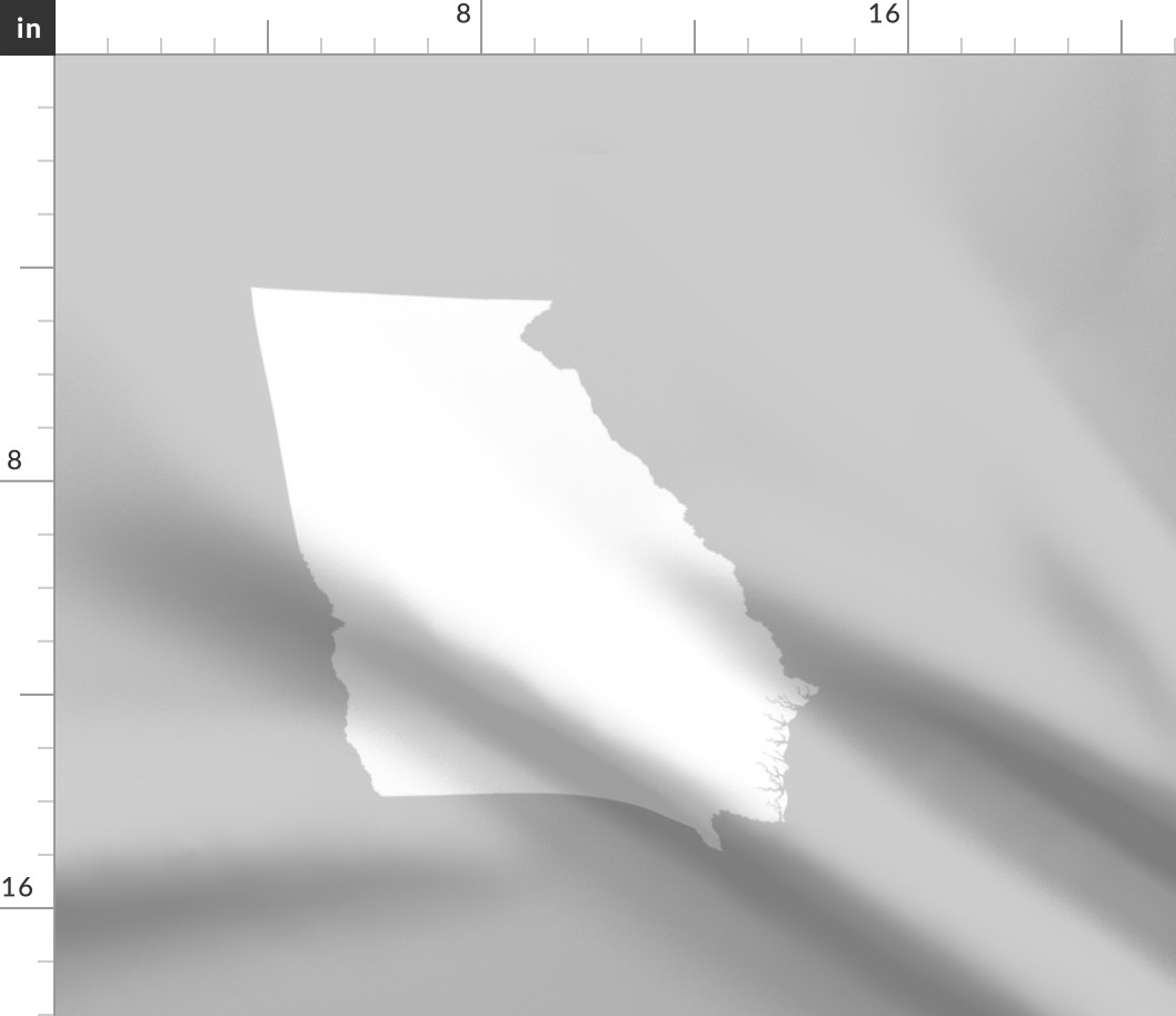 Georgia silhouette in 18" square - white on silver grey
