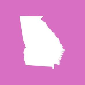 Georgia silhouette in 18" square - white on magenta pink