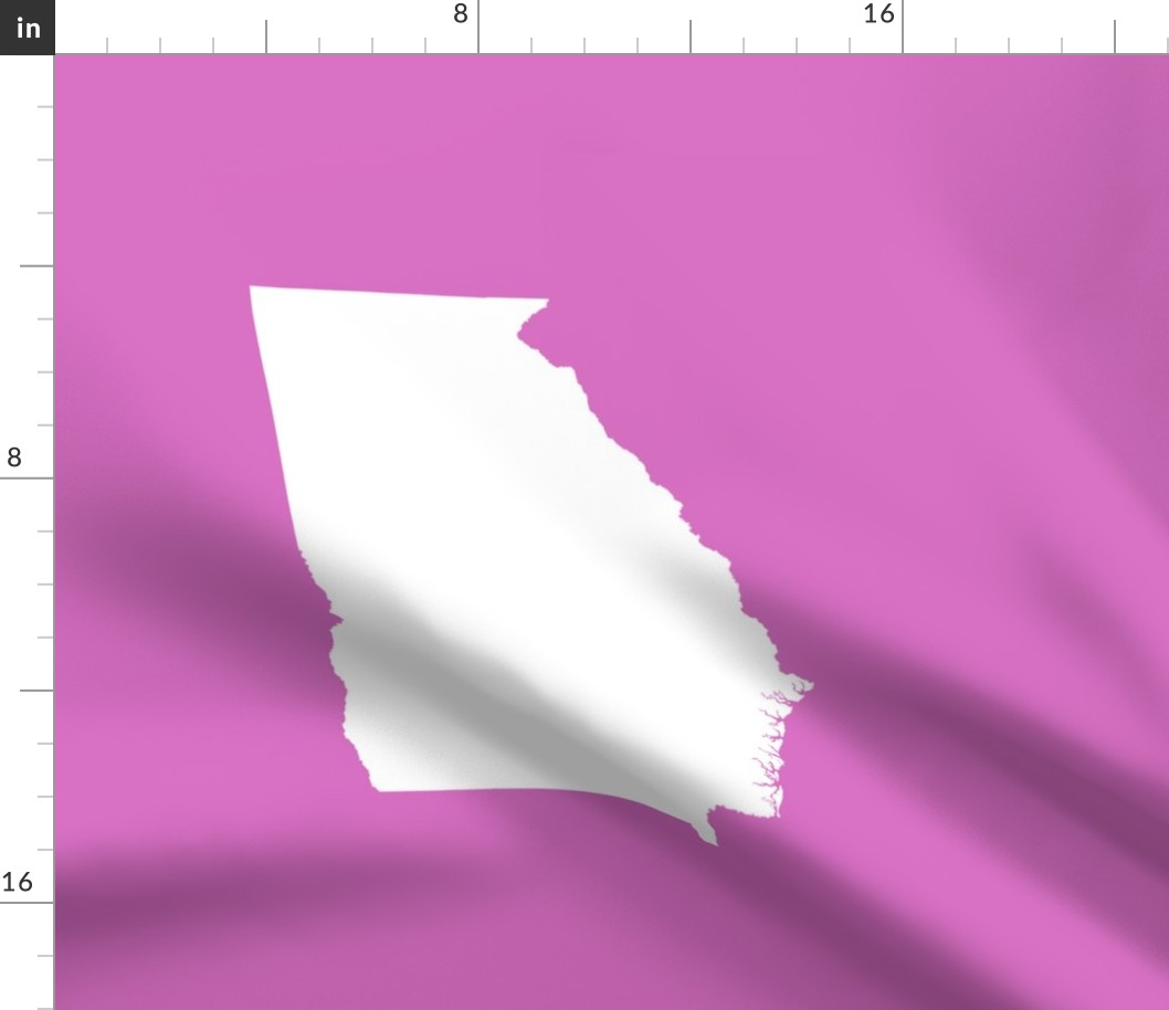 Georgia silhouette in 18" square - white on magenta pink