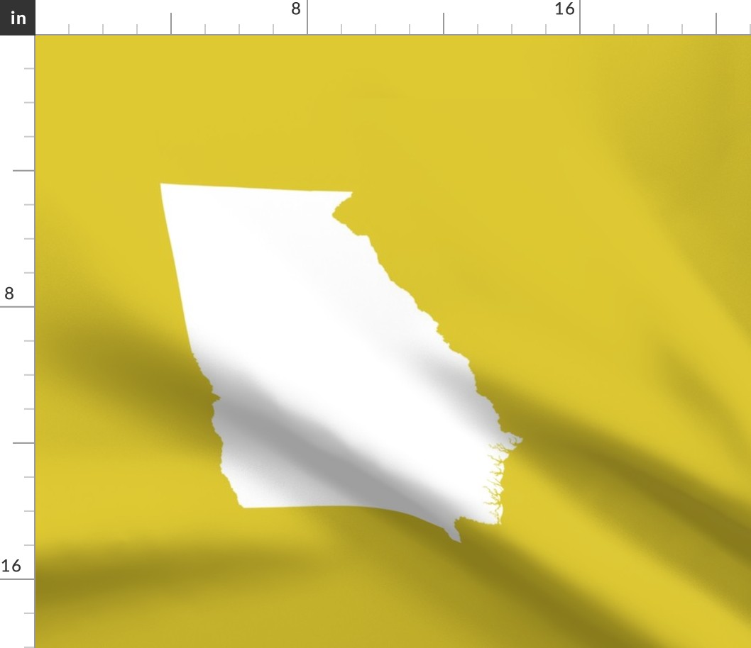 Georgia silhouette in 18" square - white on yellow