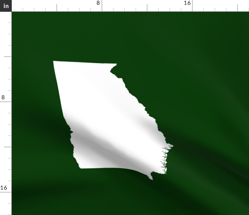 Georgia silhouette in 18" square - white on forest green