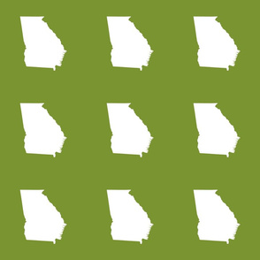 Georgia silhouette in 6" square - white on moss green