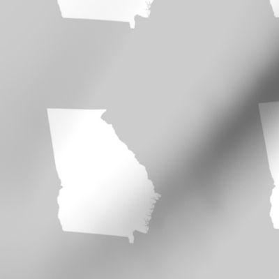 Georgia silhouette in 6" square - white on silver grey