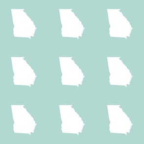 Georgia silhouette in 6" square - white on mint green