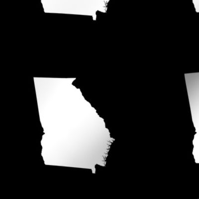 Georgia silhouette in 6" square - white on black