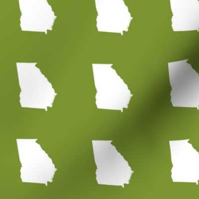 Georgia silhouette in 3" square - white on moss green