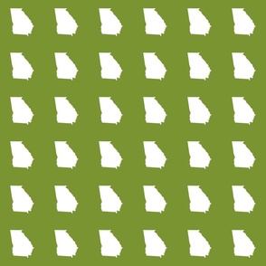 Georgia silhouette in 3" square - white on moss green