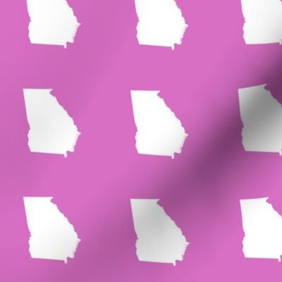 Georgia silhouette in 3" square - white on magenta pink