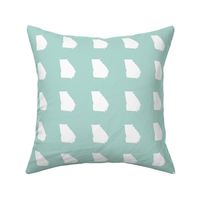 Georgia silhouette in 3" square - white on mint green