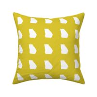 Georgia silhouette in 3" square - white on yellow