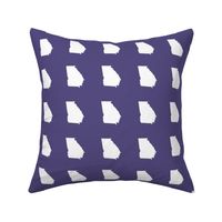 Georgia silhouette in 3" square - white on purple