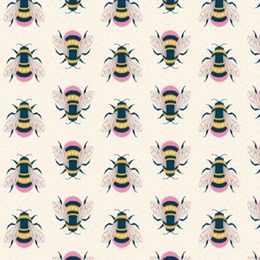 Bumblebee, pink on cream (small)