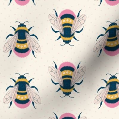 Bumblebee, pink on cream (medium)