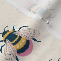Bumblebee, pink on cream (medium)