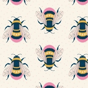 Bumblebee, pink on cream (medium)