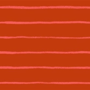 Red with Hot Pink Hand-Drawn Stripes