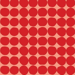 Red Organic Dots on Coral Pink