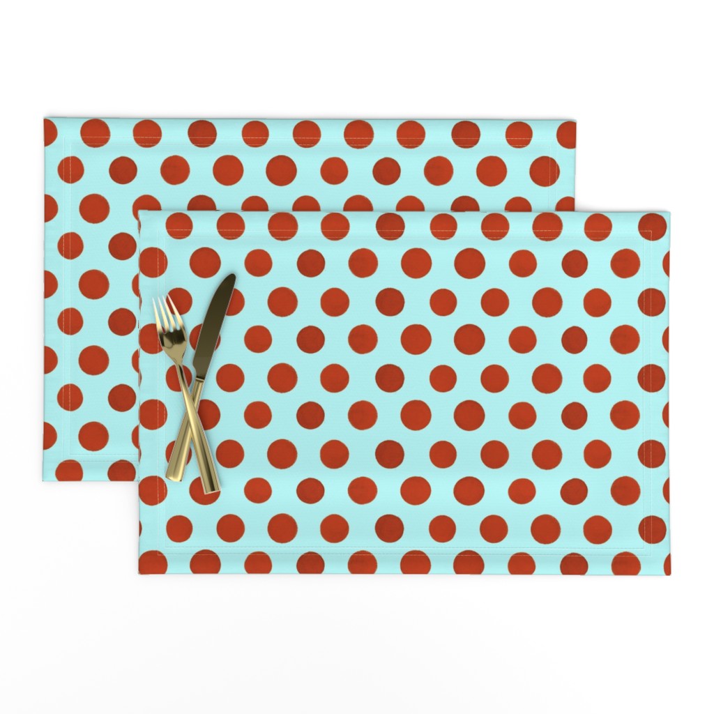 Red Textured Polka Dot on Light Blue