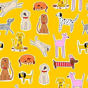 Dog Stickers Yellow