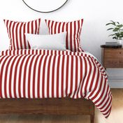 Large Vertical Awning Stripe Pattern - Ladybird Red and White