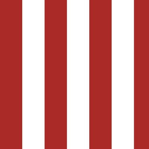 Large Vertical Awning Stripe Pattern - Ladybird Red and White