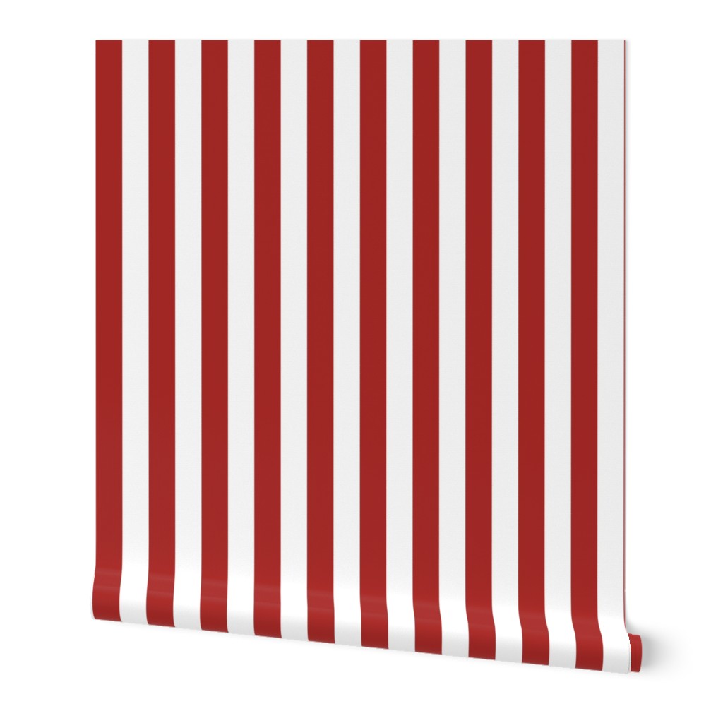 Vertical Awning Stripe Pattern - Ladybird Red and White