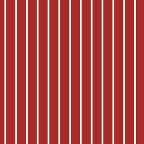 Vertical Pin Stripe Pattern - Ladybird Red and White