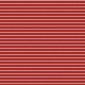 Small Horizontal Pin Stripe Pattern - Ladybird Red and White
