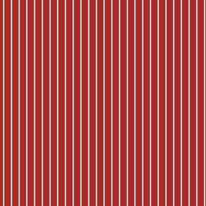 Small Vertical Pin Stripe Pattern - Ladybird Red and White