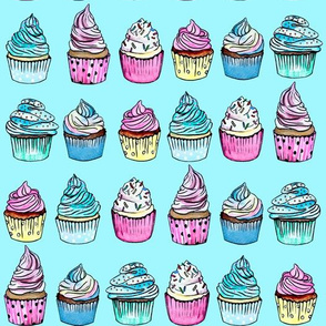 Frosted Cupcake Rows, Aqua