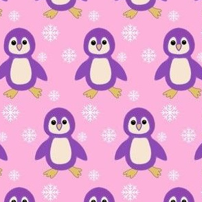 Penguins purple on pink