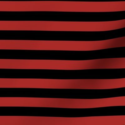 Horizontal Awning Stripe Pattern - Ladybird Red and Black